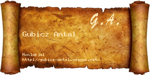 Gubicz Antal névjegykártya